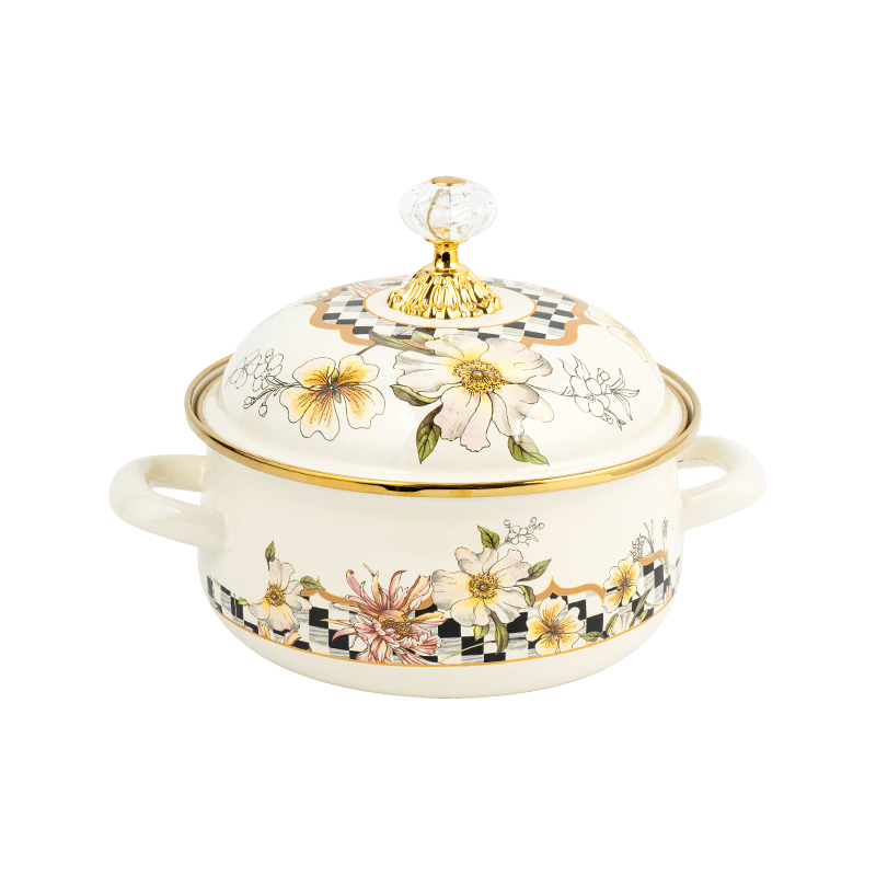 807D Двойная ручная эмалевая горшок в форме хурмы