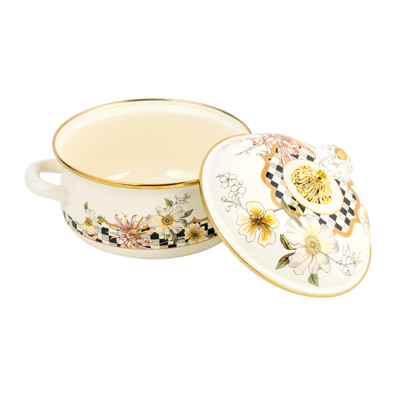 807D Двойная ручная эмалевая горшок в форме хурмы